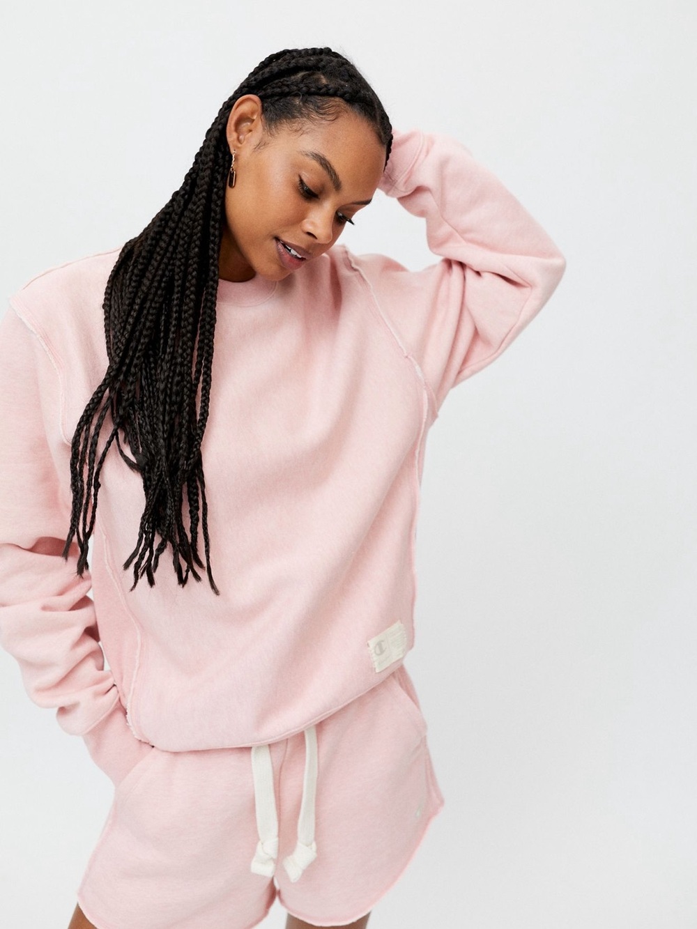 Champion Women's Crewneck Sweatshirt in Light Pink